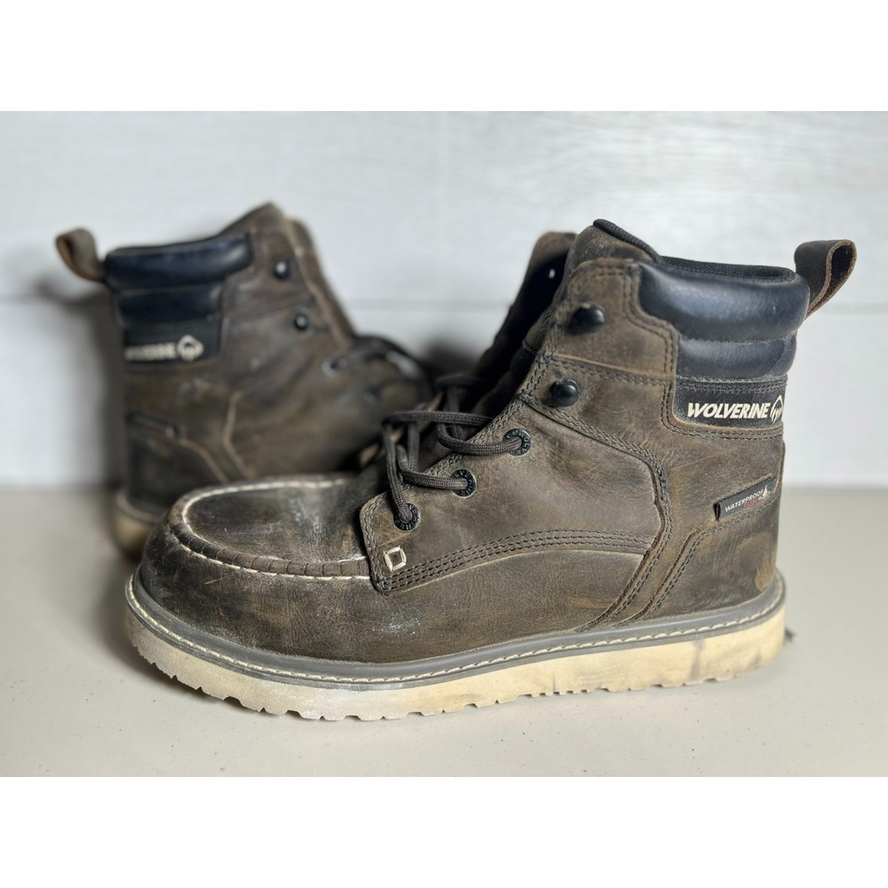 Wolverine Men's Size 10.5 Medium Trade Wedge 6" Moc-Toe Waterproof Work Boots